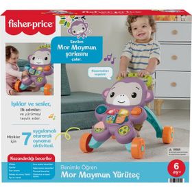 Fisher Price JGW94 Sesli ve Işıklı Benimle Öğren Mor Maymun Yürüteç