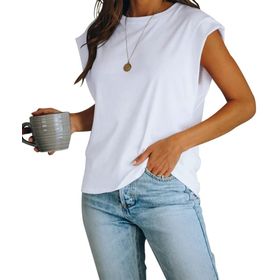 Fisoew Basic Beyaz Yuvarlak Yaka Yazlık Kadın T-shirt