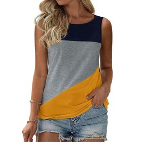 Fisoew Tank Top Sarı Renkli Kolsuz Yuvarlak Yaka Kadın T-shirt