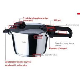 Fissler Quadro 6+3.5 lt Siyah Düdüklü Tencere
