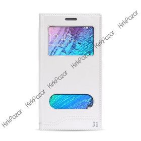 Fitcase Dolce Galaxy J1 Gizli Mıknatıslı Pencereli Beyaz Kılıf
