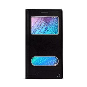 FitCase Dolce Galaxy J1 Gizli Mıknatıslı Pencereli Siyah Kılıf