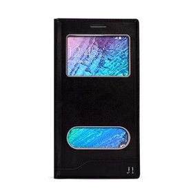 FitCase Dolce Galaxy J1 Gizli Mıknatıslı Pencereli Siyah Kılıf