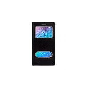 FitCase Dolce Galaxy J1 Gizli Mıknatıslı Pencereli Siyah Kılıf