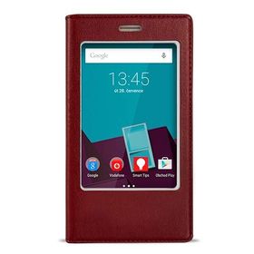 Fitcase Dolce Smart 7 Style Gizli Mıknatıslı Pencereli Bordo Kılıf