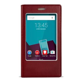 Fitcase Dolce Smart 7 Style Gizli Mıknatıslı Pencereli Bordo Kılıf