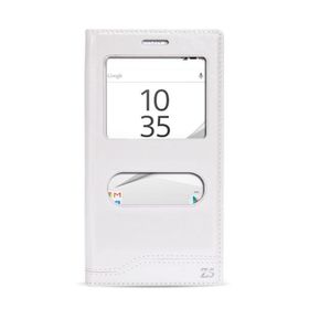 Fitcase Dolce Xperia Z5 Gizli Mıknatıslı Pencereli Beyaz Kılıf