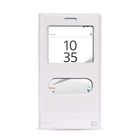 Fitcase Dolce Xperia Z5 Gizli Mıknatıslı Pencereli Beyaz Kılıf