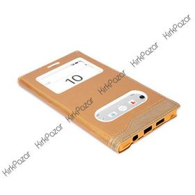 Fitcase Dolce Xperia Z5 Gizli Mıknatıslı Pencereli Beyaz Kılıf
