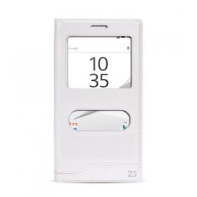 Fitcase Dolce Xperia Z5 Gizli Mıknatıslı Pencereli Beyaz Kılıf