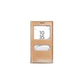 Fitcase Dolce Xperia Z5 Gizli Mıknatıslı Pencereli Gold Kılıf