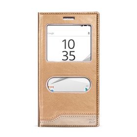 Fitcase Dolce Xperia Z5 Gizli Mıknatıslı Pencereli Gold Kılıf