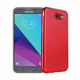 FitCase Galaxy J3 2017 Elektroliz Carbon Desen Kırmızı Arka Kapak