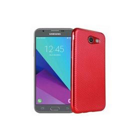 FitCase Galaxy J5 2017 Elektroliz Carbon Desen Kırmızı Arka Kapak