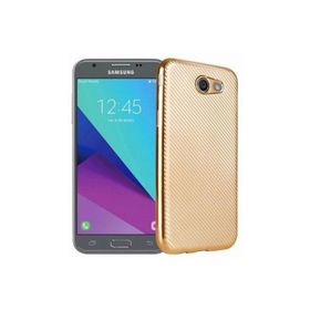 FitCase Galaxy J7 2017 Elektroliz Carbon Desen Gold Arka Kapak