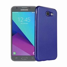 FitCase Galaxy J7 2017 Elektroliz Carbon Desen Lacivert Arka Kapak