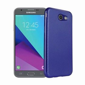 FitCase Galaxy J7 2017 Elektroliz Carbon Desen Lacivert Arka Kapak