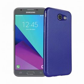 FitCase Galaxy J7 2017 Elektroliz Carbon Desen Lacivert Arka Kapak