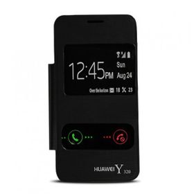 Fitcase Huawei Siyah Y320 Çift Pencereli Flip Cover