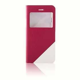 Fitcase iPhone 6 6S İki Renkli Standlı Yan Kapaklı Kırmızı Beyaz Kılıf