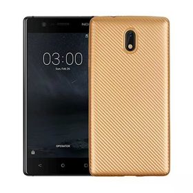 Fitcase Nokia 3 Gold Carbon Desen Arka Kapak