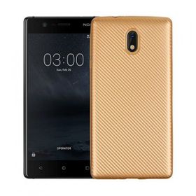 Fitcase Nokia 3 Gold Carbon Desen Arka Kapak