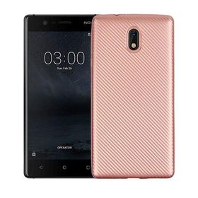 Fitcase Nokia 3 Rose Gold Carbon Desen Arka Kapak