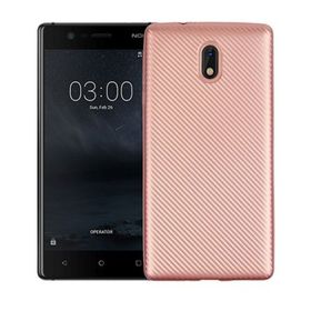 Fitcase Nokia 3 Rose Gold Carbon Desen Arka Kapak