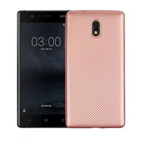 Fitcase Nokia 3 Rose Gold Carbon Desen Arka Kapak