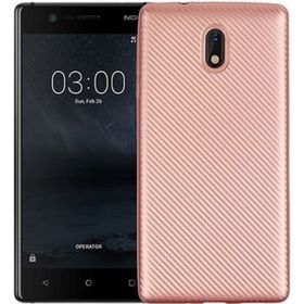 Fitcase Nokia 3 Rose Gold Carbon Desen Arka Kapak