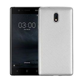 Fitcase Nokia 3 Silver Carbon Desen Arka Kapak