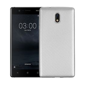 Fitcase Nokia 3 Silver Carbon Desen Arka Kapak