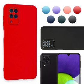 Fitcase Samsung Galaxy A22 Glass Kamera Korumalı Lansman Silikon Kapak