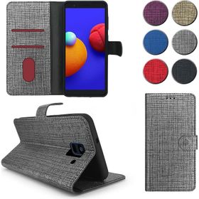 Fitcase Samsung Galaxy A6 A600 Kılıf Fabric Kapaklı Cüzdanlı