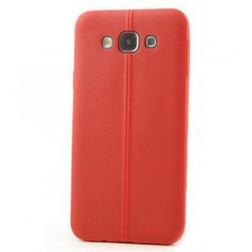Fitcase Samsung Galaxy E5 E500 Ultra İnce Dikişli TPU Kırmızı Arka Kapak