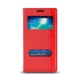 Fitcase Samsung Galaxy E7 E700 Gizli Mıknatıslı Pencereli Magnum Kırmızı Kılıf