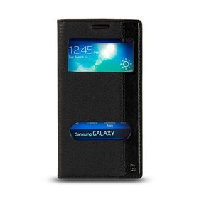 Fitcase Samsung Galaxy E7 E700 Gizli Mıknatıslı Pencereli Magnum Siyah Kılıf