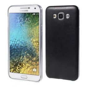 Fitcase Samsung Galaxy E7 E700 Kılıf Deri Dokulu Arka Siyah Kılıf