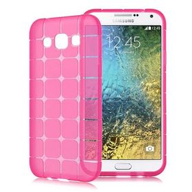 Fitcase Samsung Galaxy E7 E700 Plaid Silikon Pembe Arka Kapak