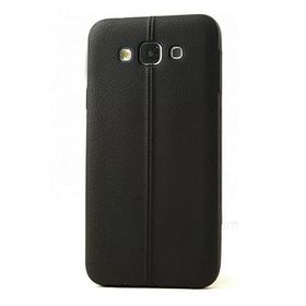 Fitcase Samsung Galaxy E7 E700 Ultra İnce Dikişli TPU Siyah Arka Kapak