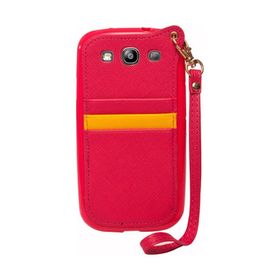 Fitcase Samsung Galaxy S3 (I9300) Pembe BADI Kartlıklı Arka Kapak