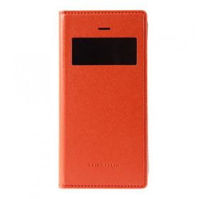 Fitcase Samsung I9500 S4 Dikişli Cüzdanlı Turuncu Kılıf