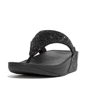 FitFlop Lulu Crystal Toe-Post Siyah Parlak Kadın Sandalet