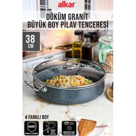 Fithome 38 cm Döküm Granit Büyük Boy Yanmaz Yapışmaz Sanayi Tipi Endüstriyel Pilav Tenceresi