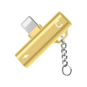 FitPlus FT-AC34 Gold Lightning Şarj + Kulaklık Çoğaltıcı Mini Askılı Adaptör