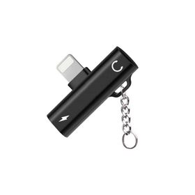 FitPlus FT-AC34 Siyah Lightning Şarj + Kulaklık Çoğaltıcı Mini Askılı Adaptör