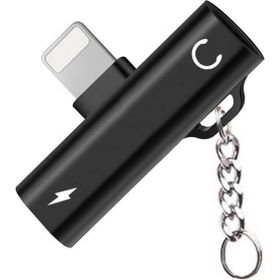 FitPlus FT-AC34 Siyah Lightning Şarj + Kulaklık Çoğaltıcı Mini Askılı Adaptör