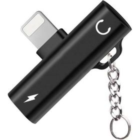 FitPlus FT-AC34 Siyah Lightning Şarj + Kulaklık Çoğaltıcı Mini Askılı Adaptör