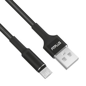 FitPlus Round RS-201 3A 2 mt Örgü - Siyah Micro Usb Data/Şarj Kablosu