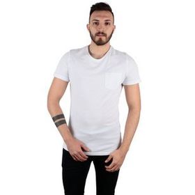 Five Pocket Erkek Beyaz Bisiket Yaka Oversize Cepli Tişört